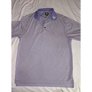 Footjoy Mens Medium Purple Stripe Short Sleeve Golf‎ Performance Polo Shirt
